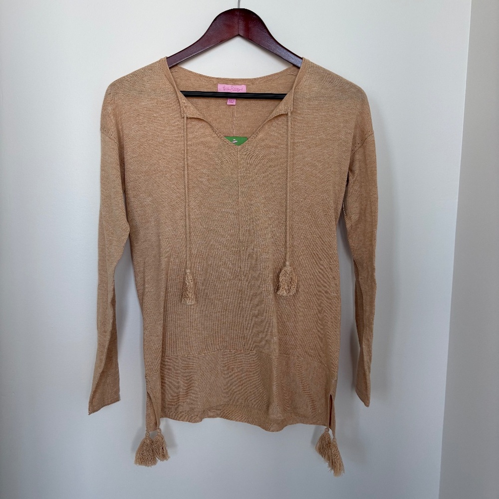 Lilly Pulitzer NWT Colene Sweater in PB Camel Heather, Size XXS.
